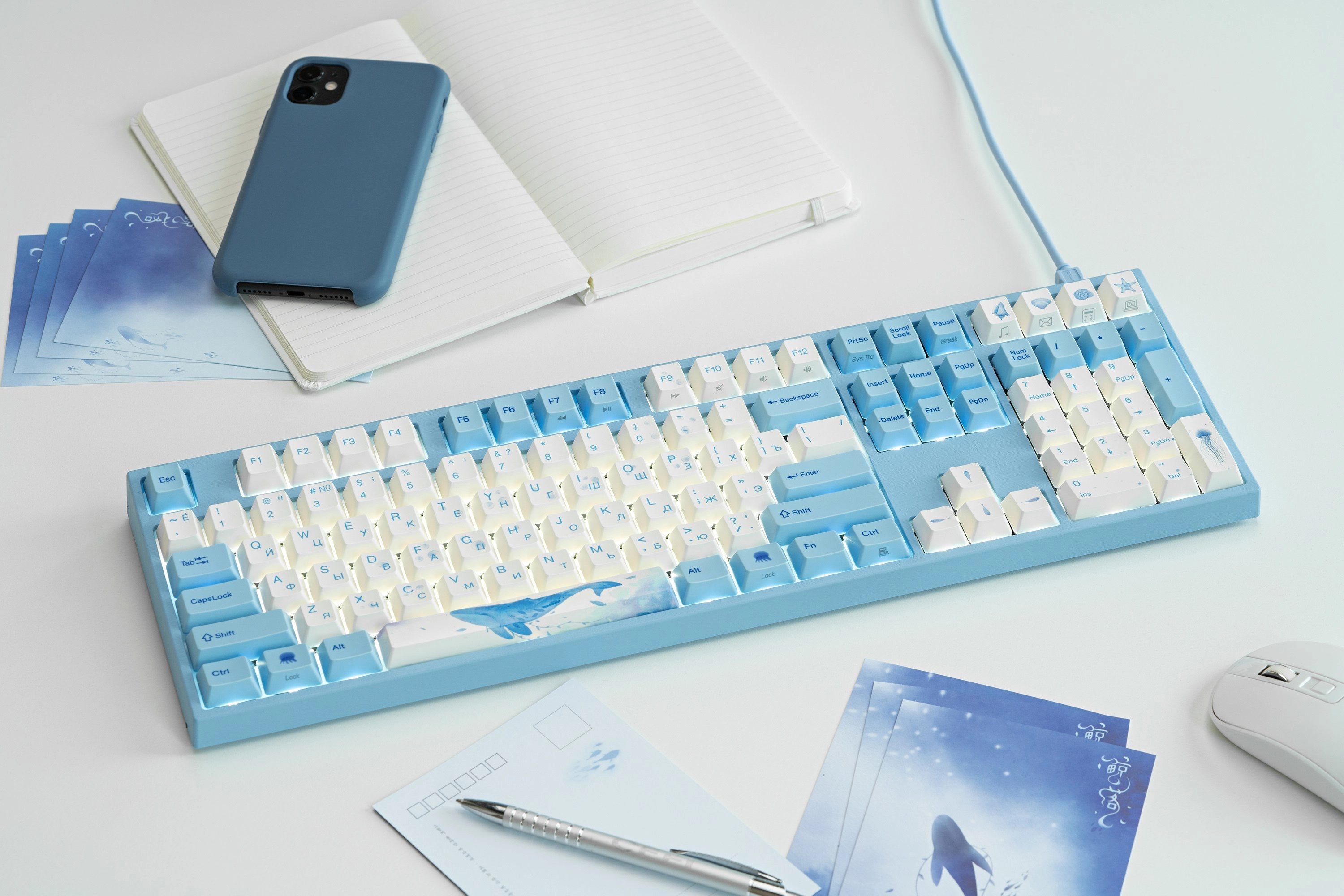 Клавиатура Varmilo VA108M Sea Melody Cherry MX Blue + коврик в подарок доставка