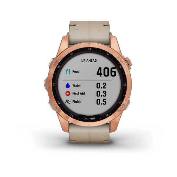 Garmin FENIX 7S Sapphire Solar Edition Rose Gold Titanium with Limestone Leather Band smart-soati yetkazib berish