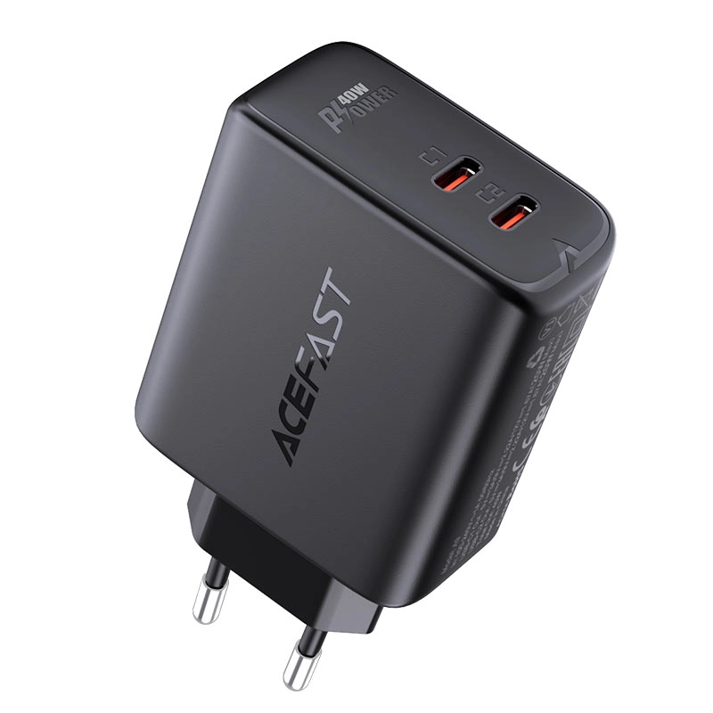 A9 PD40W (2xUSB-C) qora tez zaryadlovchi O'zbekistonda