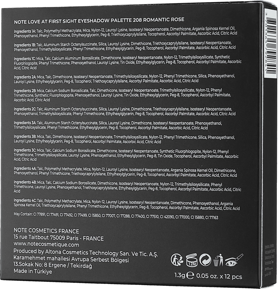 Палетка теней для век NOTE LOVE AT FIRST SIGHT EYESHADOW PALETTE 208 в Узбекистане