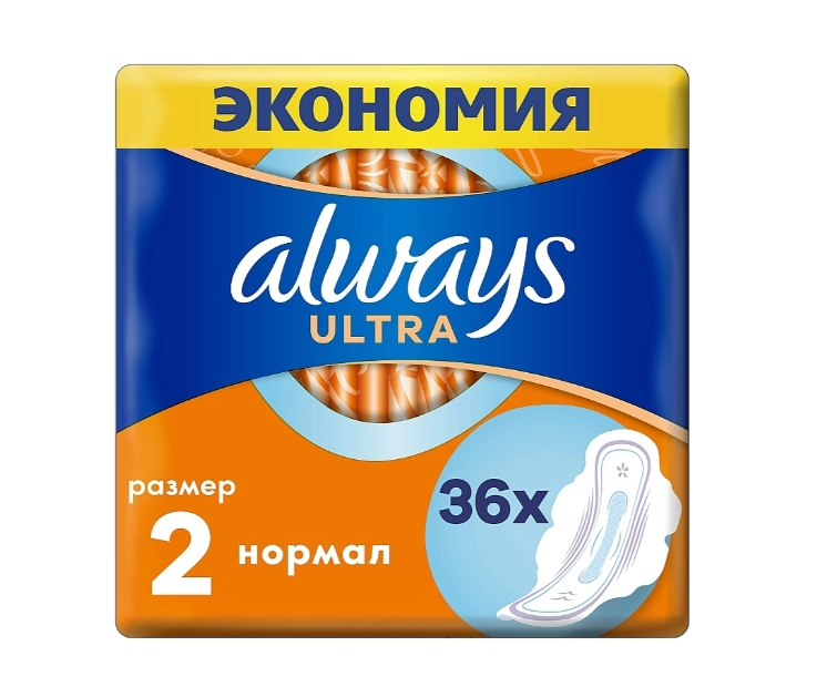 Always Ultra Pads Normal Plus Quadro 36 dona Ayollar gigiyenik tagligi arzon