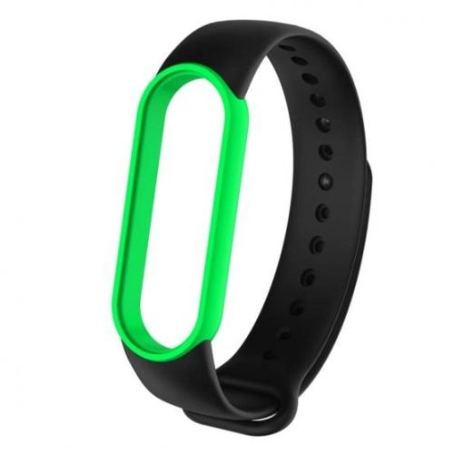 Xiaomi Mi Band 5 uchun ikki rangli silikon tasmacha, qora-yashil sotib olish