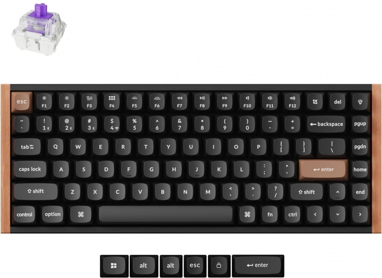 Mexanik klaviatura Keychron K2 HE 84Key, Gateron Double-Rail Magnetic Nebula, WL/BT/USB-A, QMK, Hot-swap, EN/RU/UZ, RGB, qora arzon