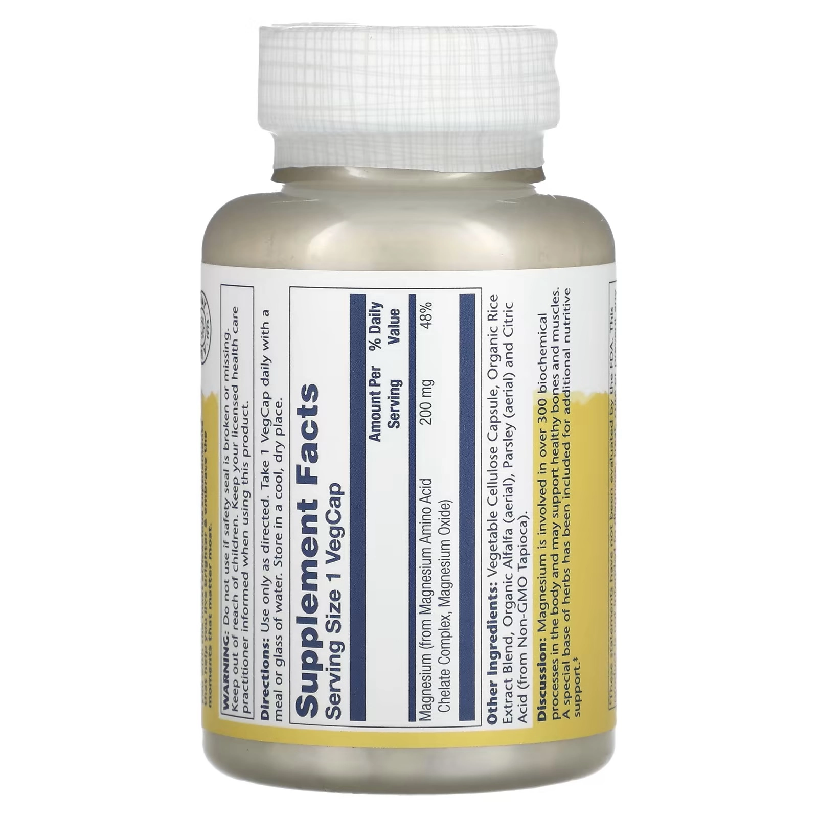 Solaray, Magniy, 200 mg, 100 o‘simlik kapsulasi VegCaps (04630) arzon