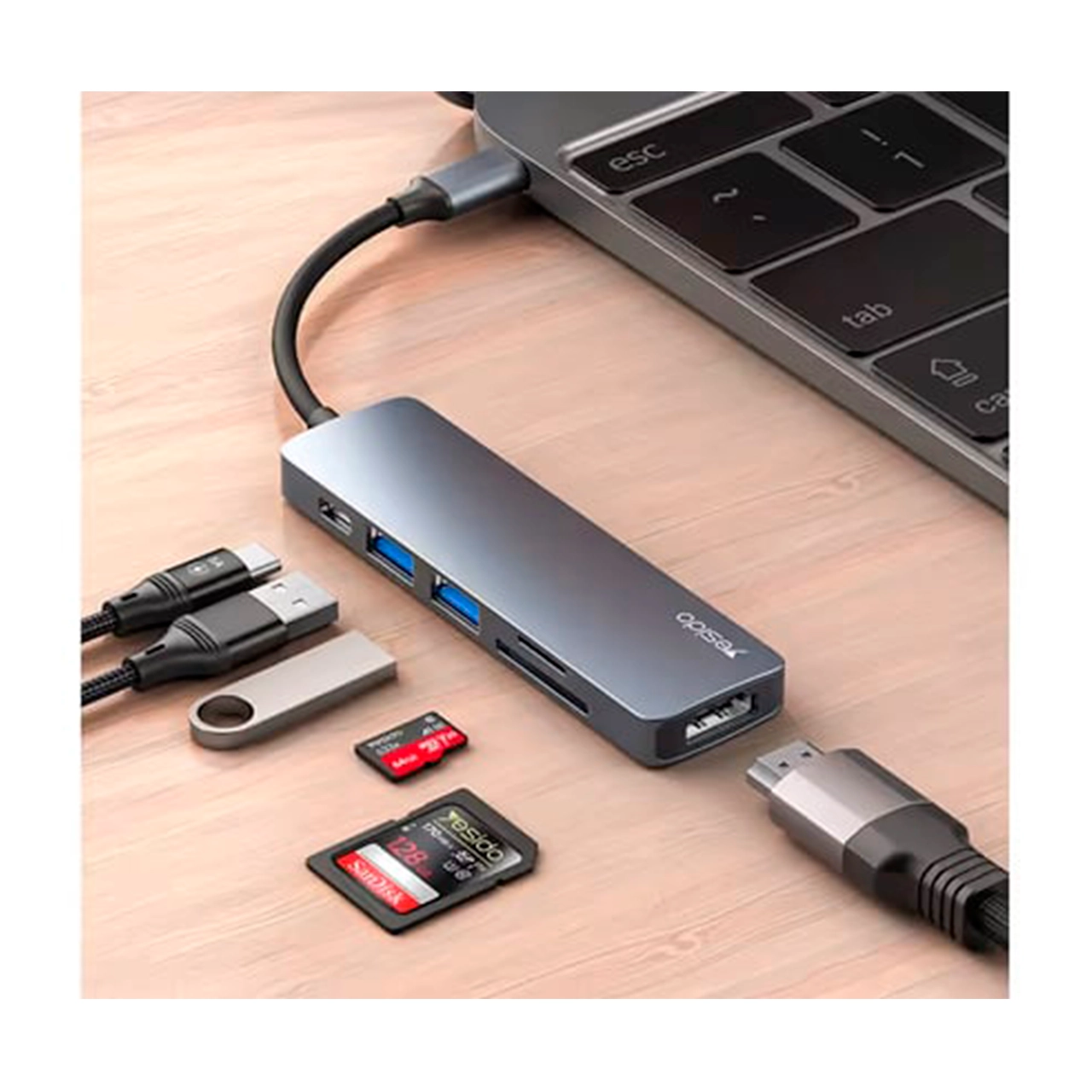 Yesido HB11 6-in-1 HUB adapteri arzon