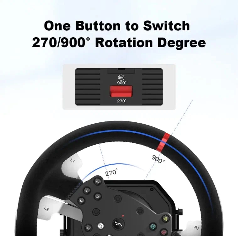 Oʻyin rulisi PXN V10 – 900°  pedallar va mexanik uzatmalar qutisi bilan – PS5/Xbox X/S, PS3/4, PC uchun O'zbekistonda