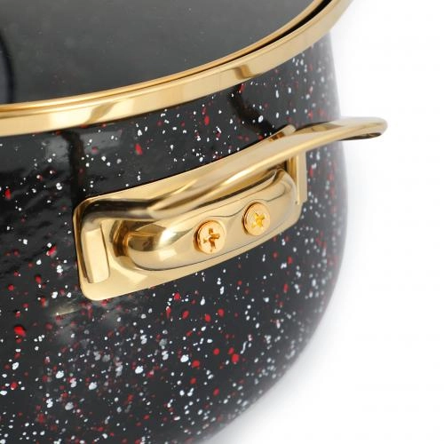 Набор эмалированных кастрюль Lifesmile Gold (чёрный, синий, бардовый, серый) в Узбекистане