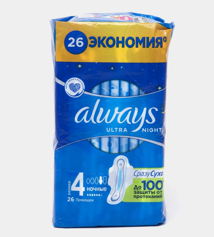Always Ultra Pads Night Quatro 26 dona Ayollar gigiyenik tagligi sotib olish