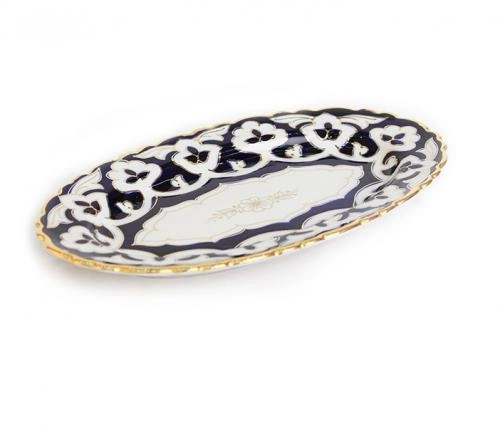 Тарелка овальная с золотом 23 см "Пахтагул" от Wellmax купить