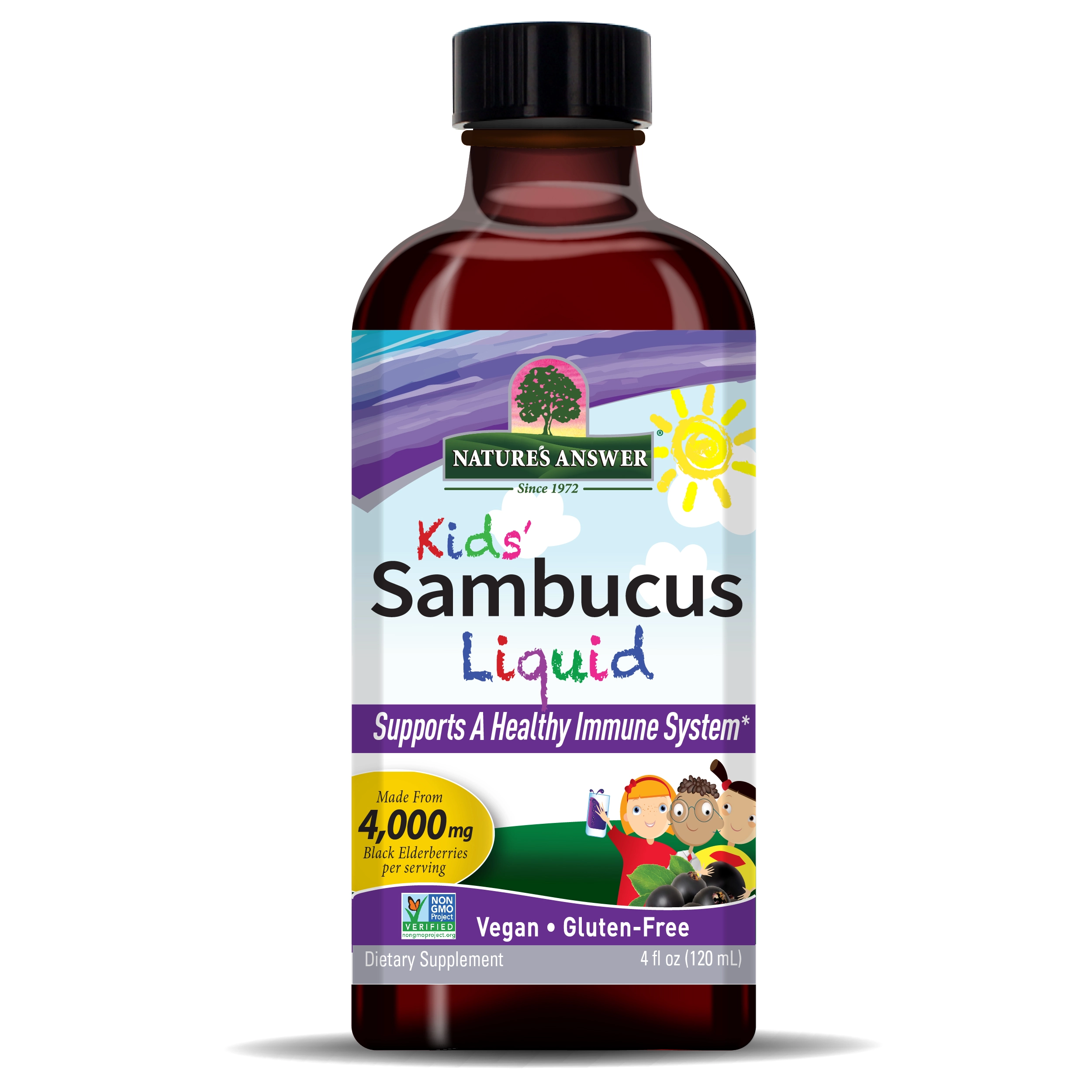 Nature&rsquo;s Answer Kid&rsquo;s Sambucus Liquid Bolalar uchun qora bezi siropi, 4000 mg, 120 ml (26044) sotib olish