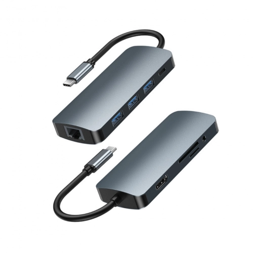 Remax RU-U91 HDMI + PD + RJ45 9in1 USB hab - rasm №3 Remax RU-U91 HDMI + PD + RJ45 9in1 USB hab arzon