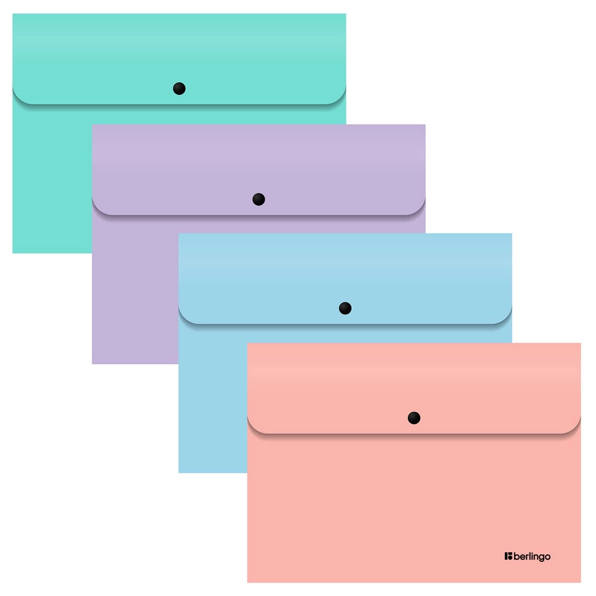 Папка-конверт Berlingo "Instinct" A4, на кнопке, 330 мкм, ассорти цветов (1 шт) купить