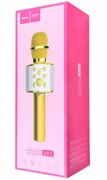 Караоке-микрофон Hoco BK3 Gold в Узбекистане