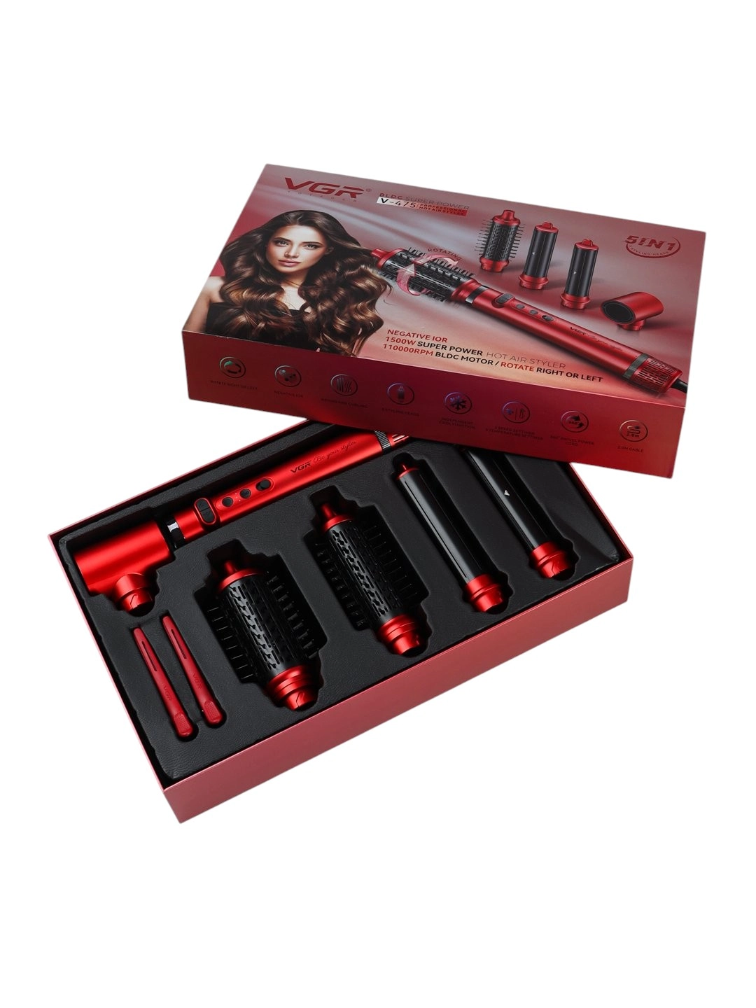 Фен для волос VGR V-475, стайлер, щётка, 5 насадок, 1500 Вт в Узбекистане