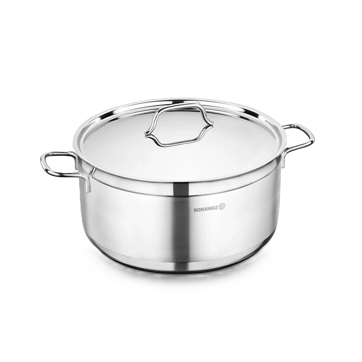 Korkmaz Alfa 22 sm 4.0 l zanglamaydigan po&lsquo;lat, ko&lsquo;p qatlamli kapsulali taglik, kostryulkasi (A1019) , Silver sotib olish