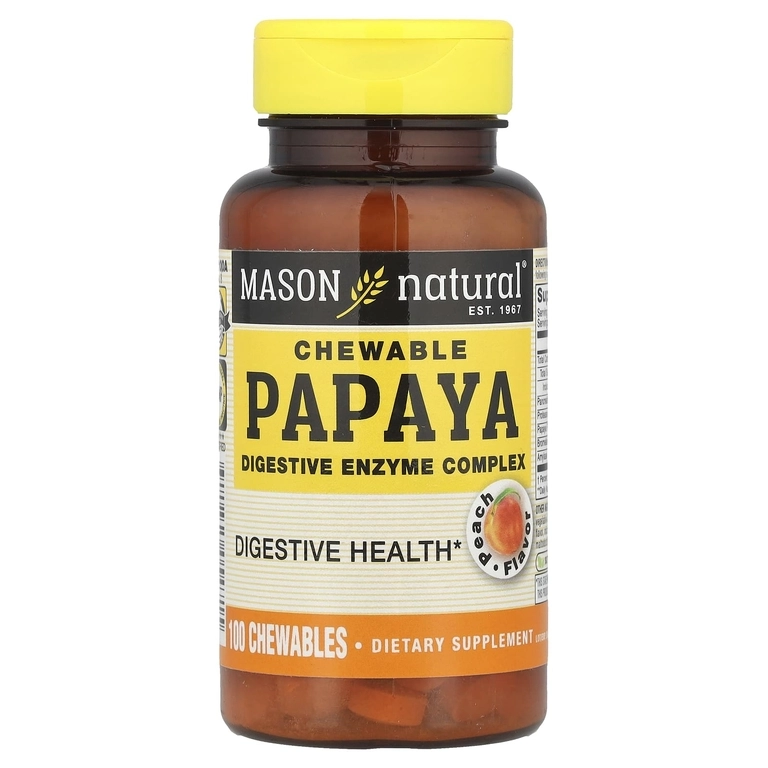Mason Natural, папайя, комплекс пищеварительных ферментов, 100 жевательных таблеток (05471) - фото №2 Mason Natural, папайя, комплекс пищеварительных ферментов, 100 жевательных таблеток (05471) купить