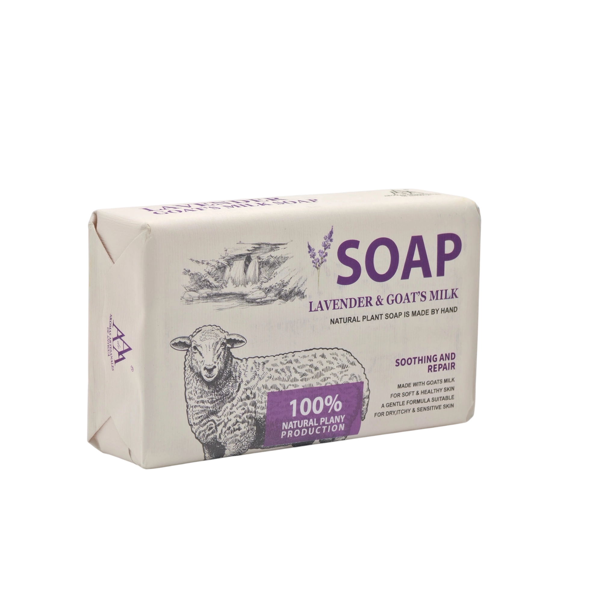Tabiiy qo&lsquo;lda tayyorlangan sovun AA Aromas Canales Lavender & Goat&rsquo;s Milk Soap. Original sotib olish
