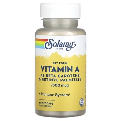 Solaray, Vitamin A v suxoy forme, 7500 mkg, 60 rastitel'nykh kapsul VegCaps (04130) sotib olish