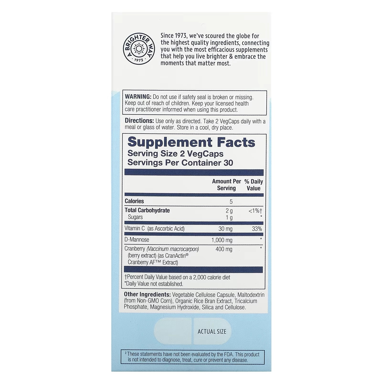 Solaray, CranActin bilan D-mannoza, siydik yo‘llari salomatligi uchun, 60 kapsula (11777) arzon