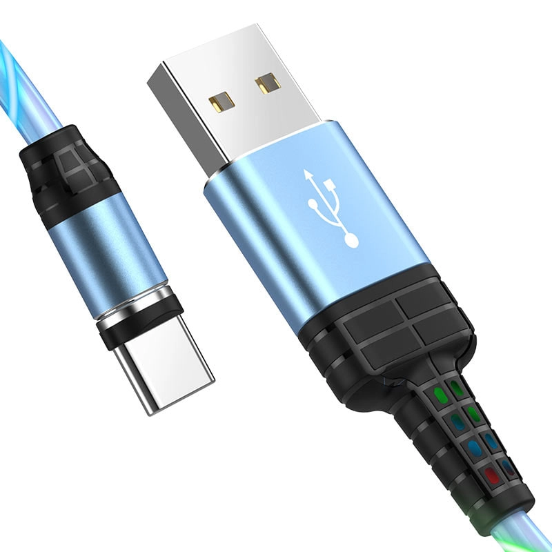 Hoco U90 USB to type-C 1m magnetic, RGB Led kabeli - rasm №2 Hoco U90 USB to type-C 1m magnetic, RGB Led kabeli sotib olish
