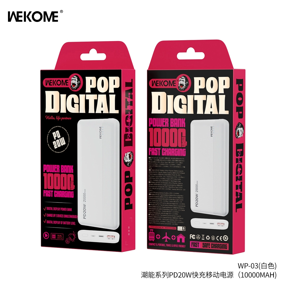 Wekome WP-03 10000 mAh oq tashqi akkumulyatori - rasm №3 Wekome WP-03 10000 mAh oq tashqi akkumulyatori arzon