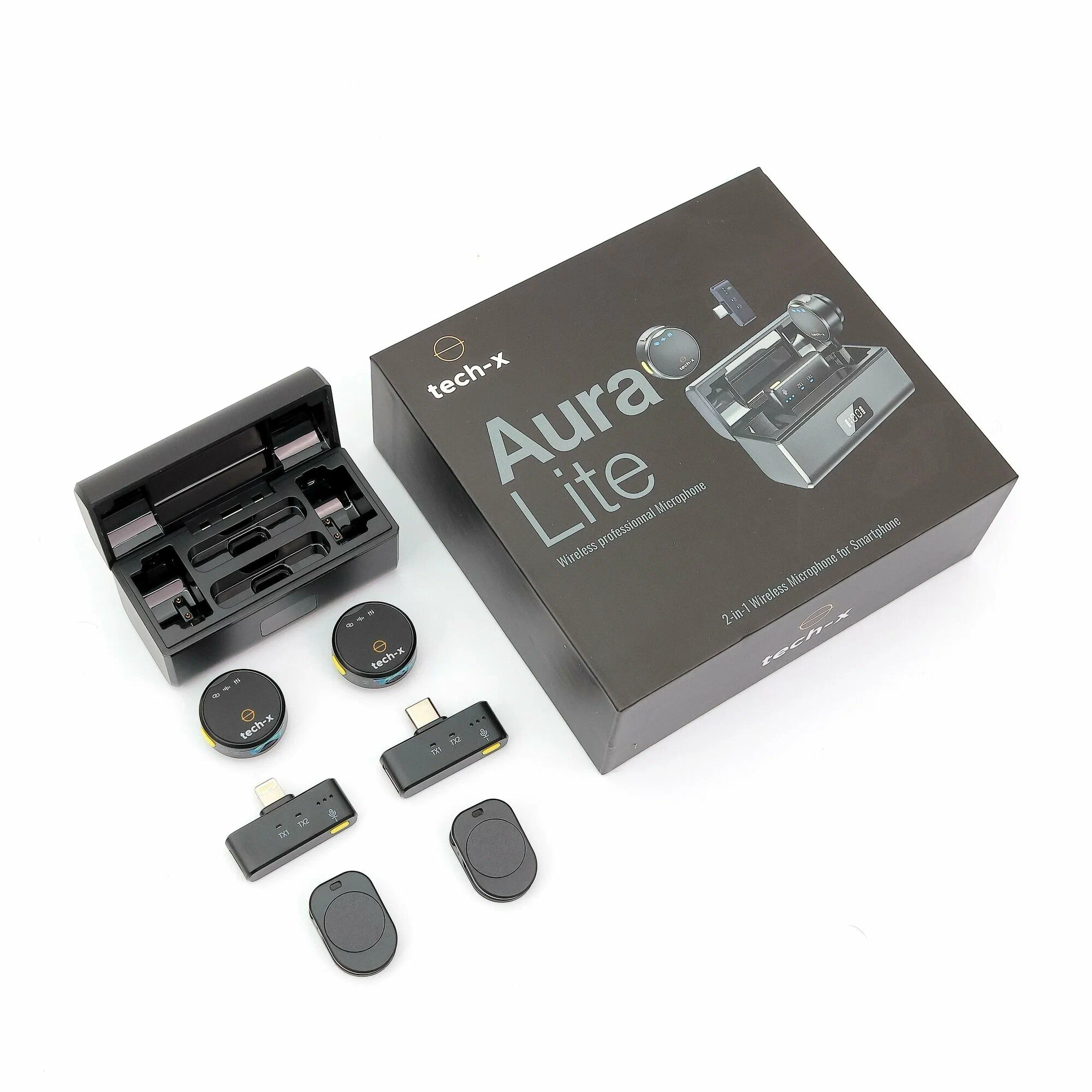 Tech-X Aura Lite simsiz mikrofoni, 2 kanalli bo'lib to'lash