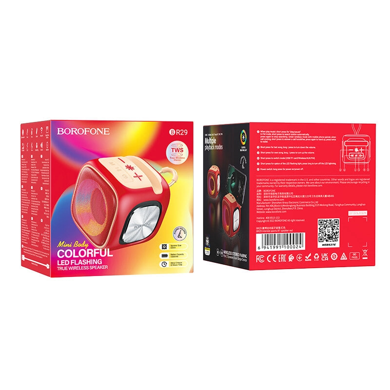 Портативная колонка Borofone BR29 красный недорого