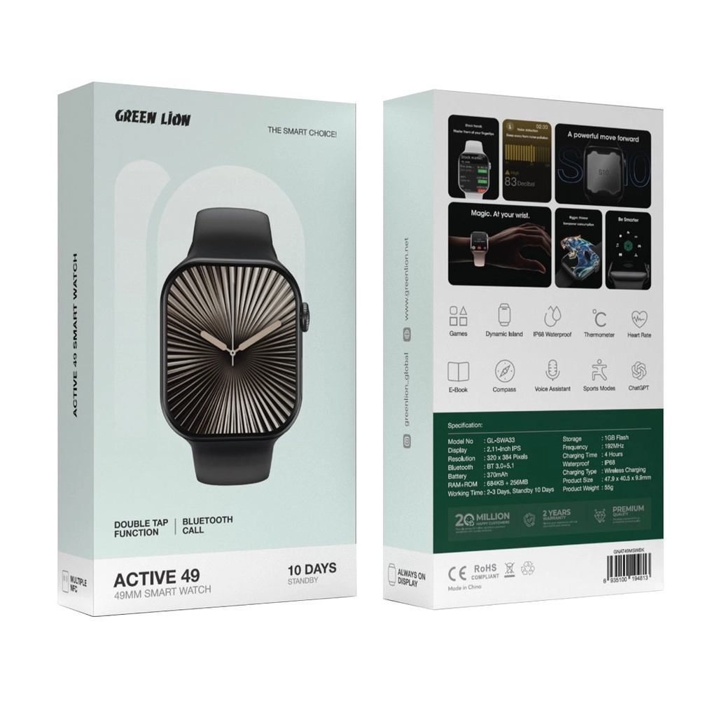 Green Lion Active 49 qora smart-soati - rasm №3 Green Lion Active 49 qora smart-soati arzon