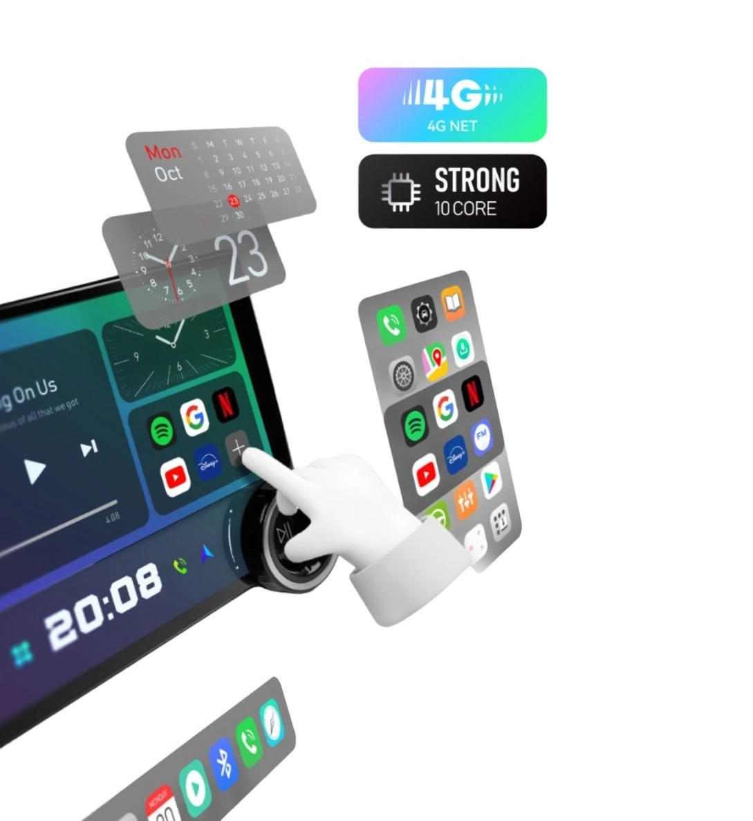 Mashina uchun avto magnitafon universal, 11.8" dyum Unistar Diamond X80 car 4/64 sim kartalik arzon