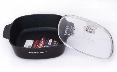 Kukmara "Titanium Pro" kvadrat kastryul-qo‘rasi, 4 l (Black, Green) O'zbekistonda