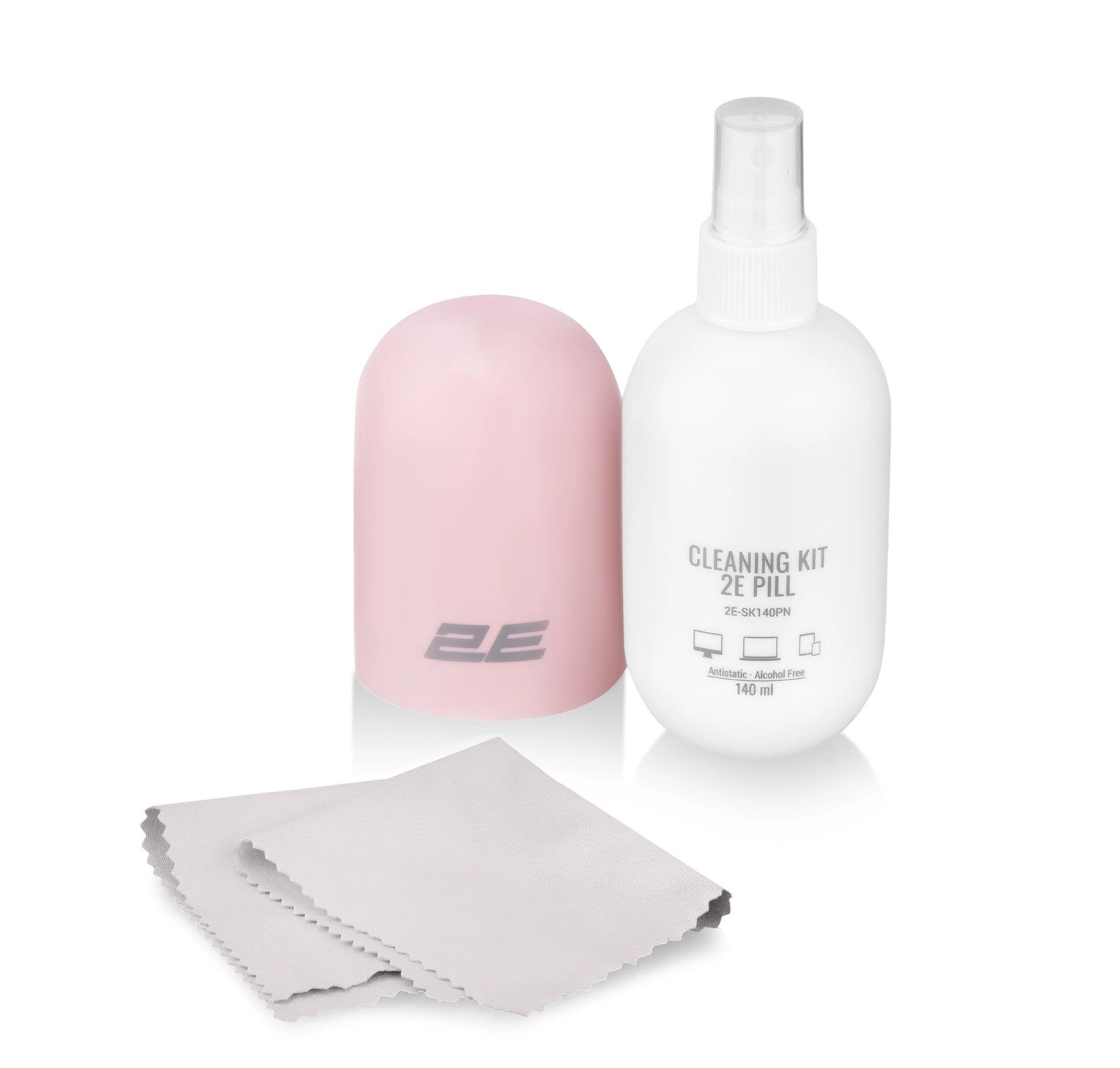 Tozalash toʻplami 2E PILL uchun ofis texnikasi (Liquid 140ml + salfetka 20sm), White-pink O'zbekistonda