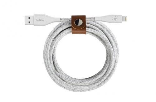 Belkin DuraTek Plus Lightning to USB-A Cable with Strap 1,2m White, Black (F8J236bt04) kabeli bo'lib to'lash