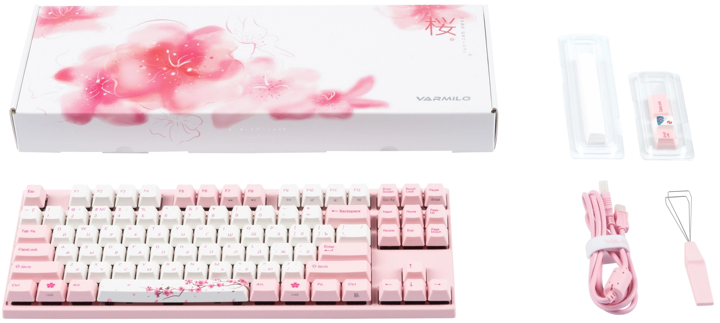 Клавиатура Varmilo VA87M Sakura, Cherry MX Blue + коврик в подарок рассрочка