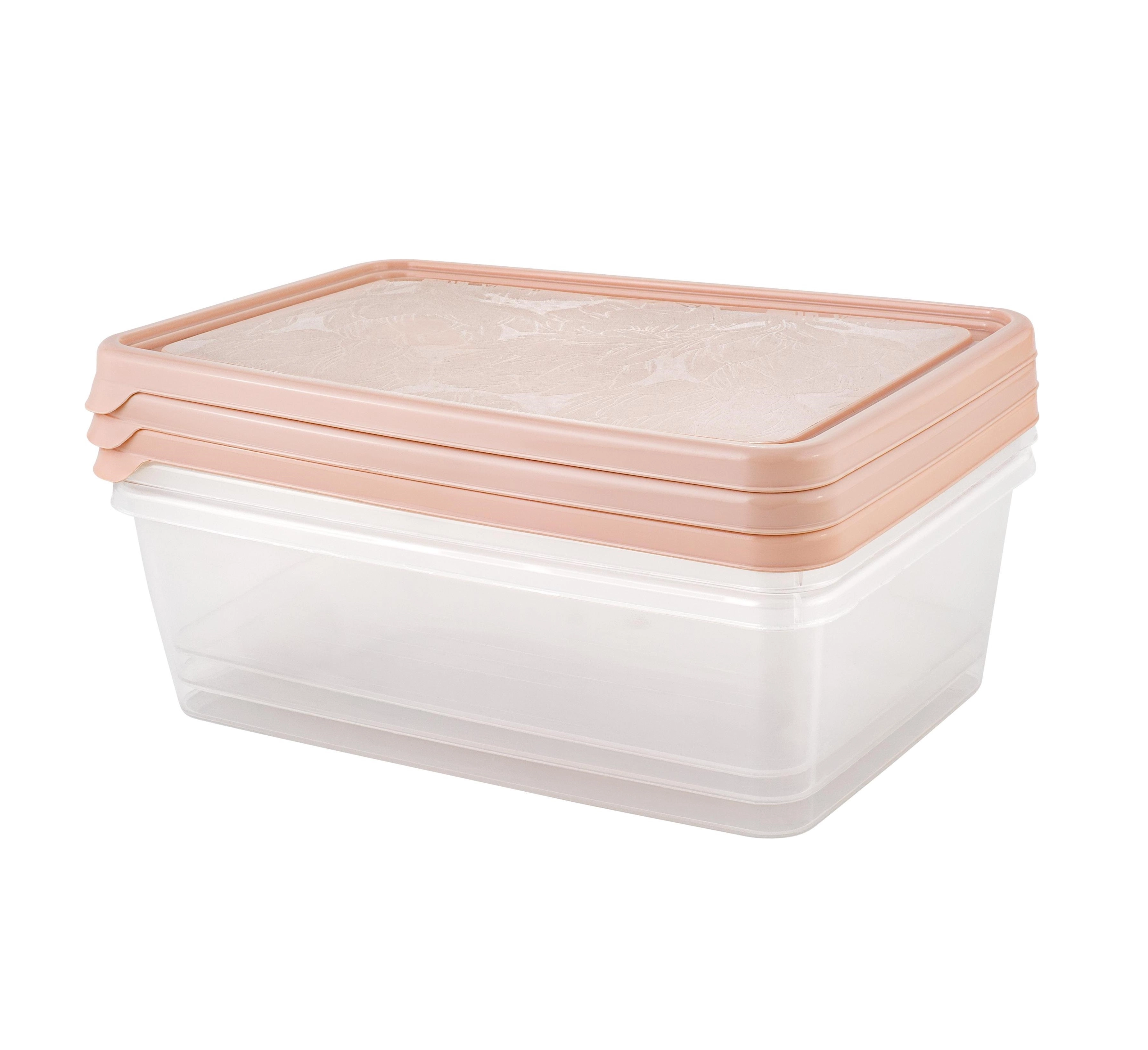 Набор контейнеров для продуктов Plast Team HELSINKI, для заморозки, 1,35л, квадратный, 204х140х105 персиковая карамель купить