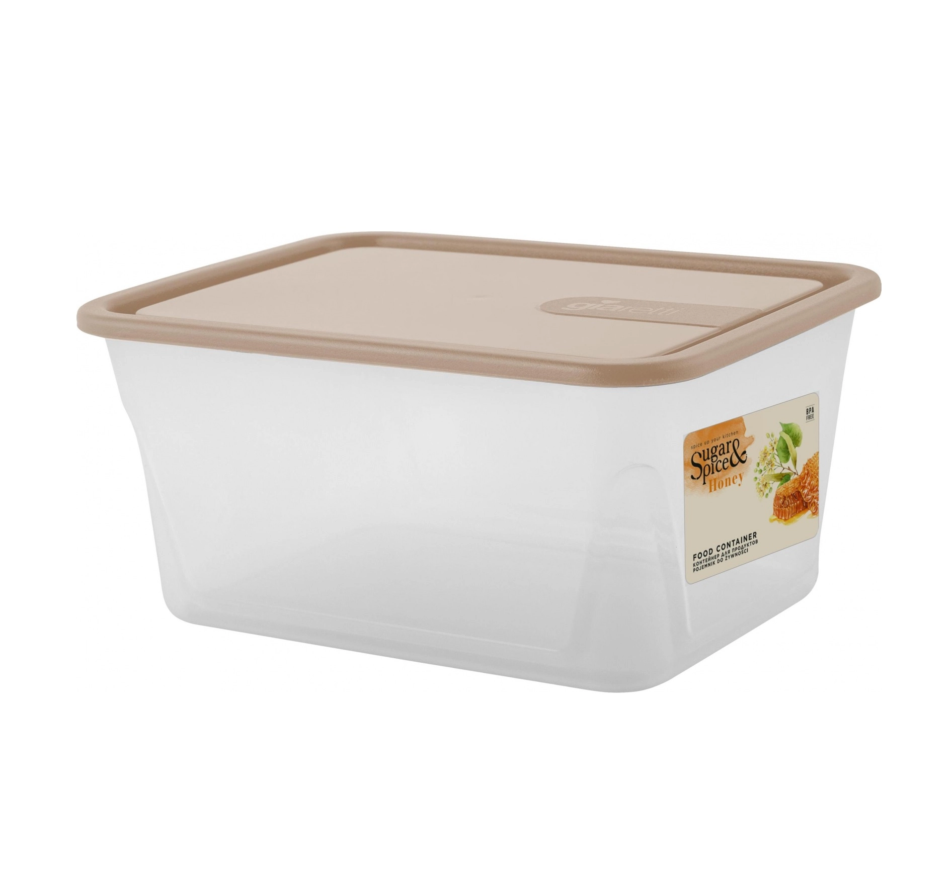 Контейнер для продуктов Sugar&Spice Honey, с крышкой, 0,9л, прямоугольный латте купить