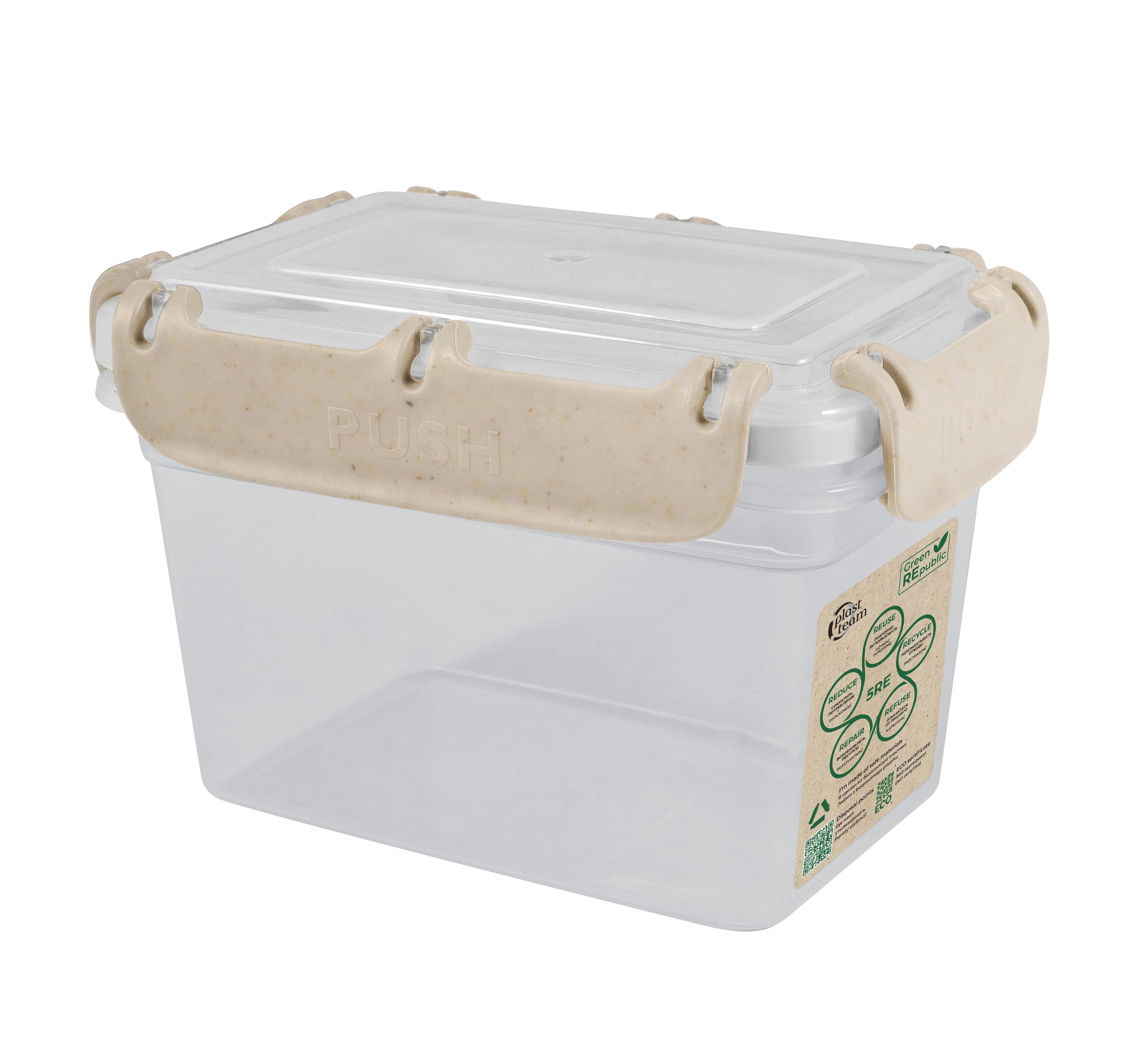 Контейнер для продуктов Plast Team Green Republic, с защелками и силиконовой вставкой, герметичный, 0,7л лен купить