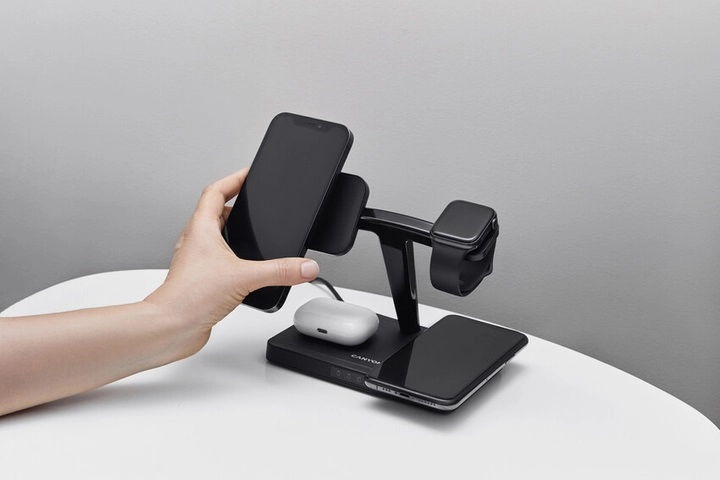 Беспроводное зарядное устройство Canyon WS-404 4 в 1 QI Black рассрочка