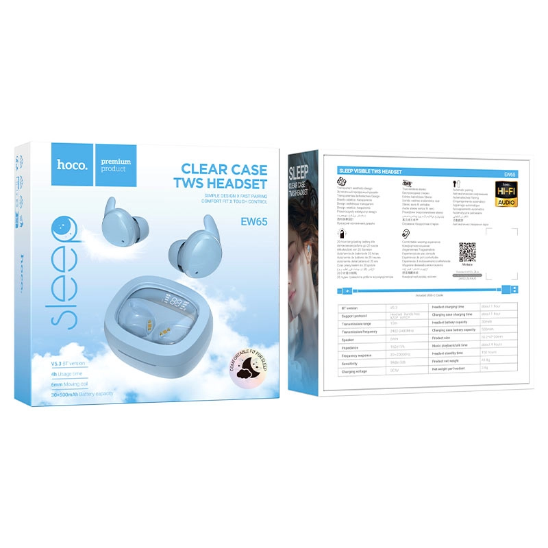 Беспроводные наушники Hoco EW65 Shadow синий в Узбекистане