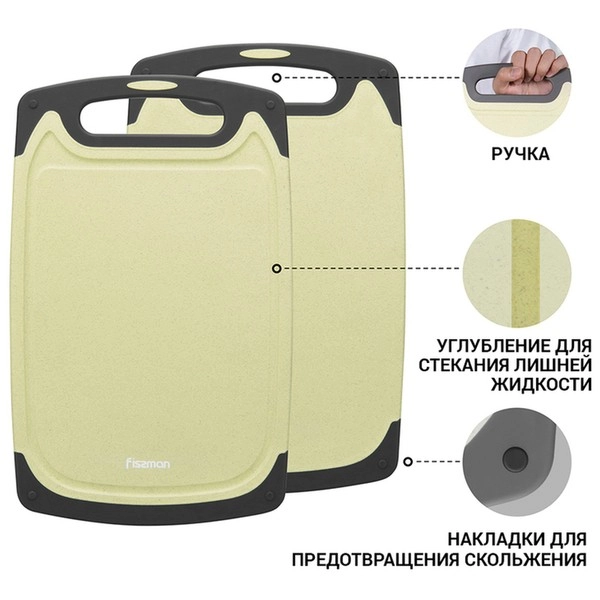 Доска разделочная Fissman 31x20x0,8 см (пластик+ТПР) 8021 рассрочка