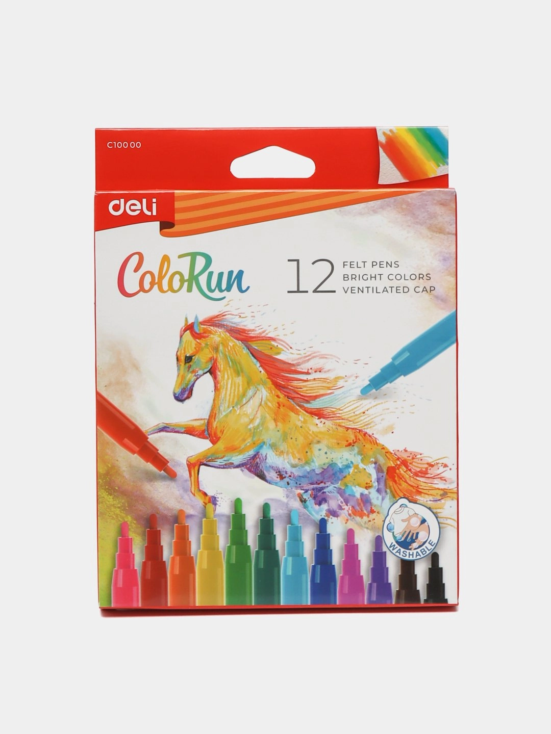 Смываемые фломастеры Deli, 12 цветов купить