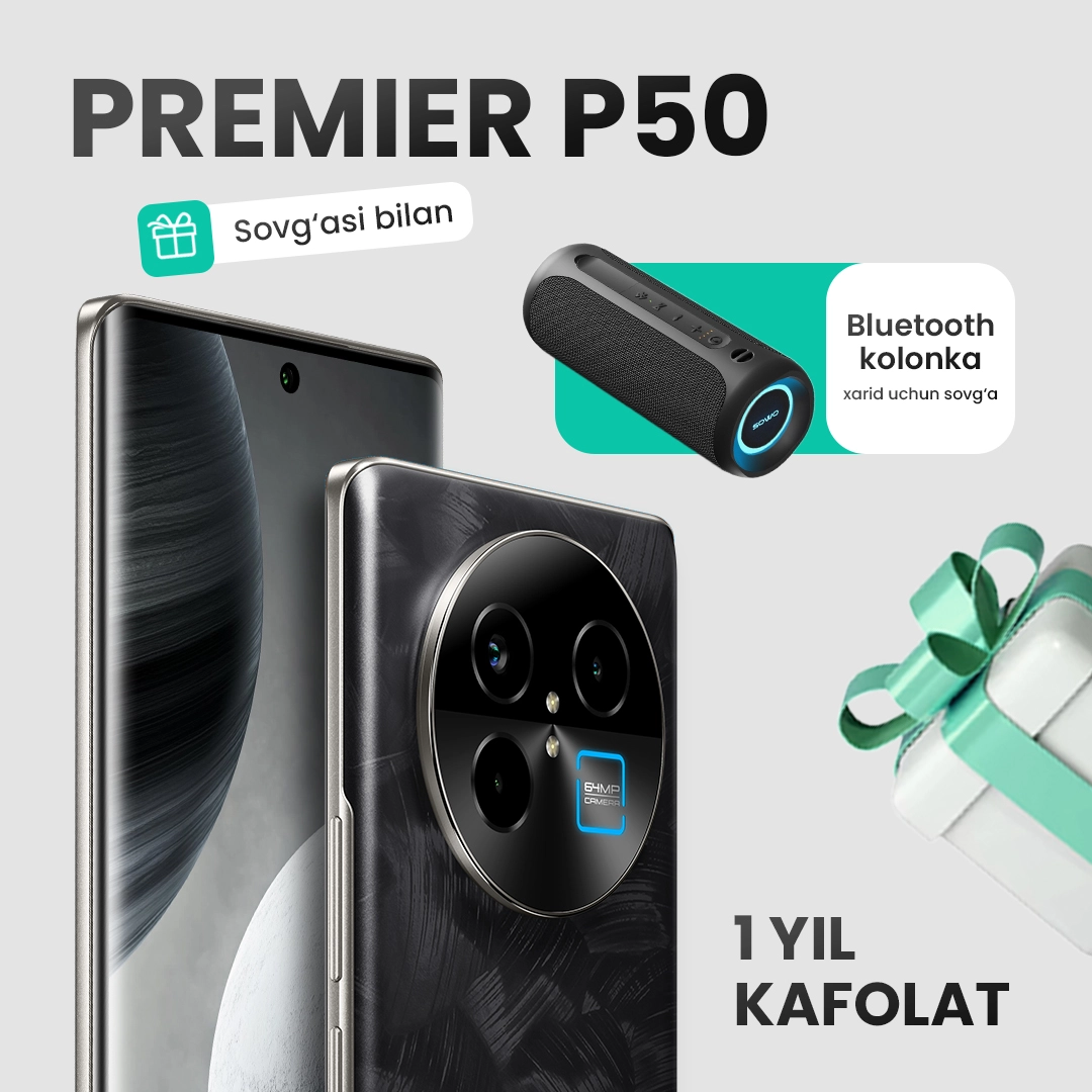 Premier P50 Black 8/256 Smartfoni + Bluetooth kolonka sovg'aga sotib olish