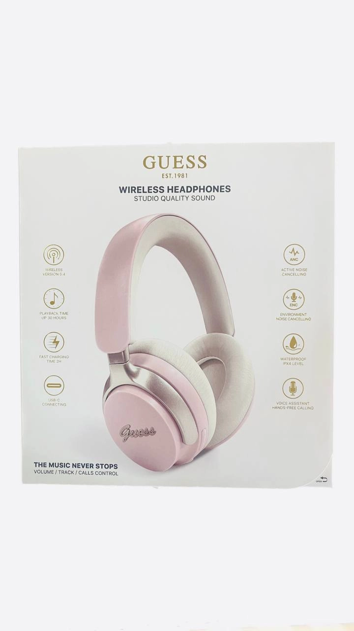 Беспроводные наушники Guess Metal Script Logo Beige Orginal розовый недорого