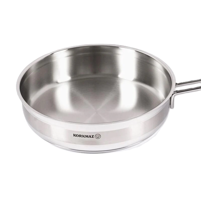 Korkmaz Proline 24 sm 2.7 l, zanglamaydigan po&lsquo;lat, ko&lsquo;p qatlamli kapsulali taglik, sous tovasi (A1021) , Silver arzon