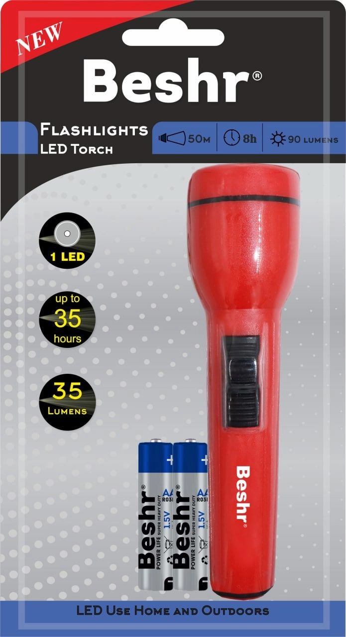 Фонарь Beshr FLASHLIGHT LED TORCH FL1L2AA2R6P (ЧЕРНЫЙ, ЖЕЛТЫЙ, КРАСНЫЙ, СИНИЙ) в Узбекистане