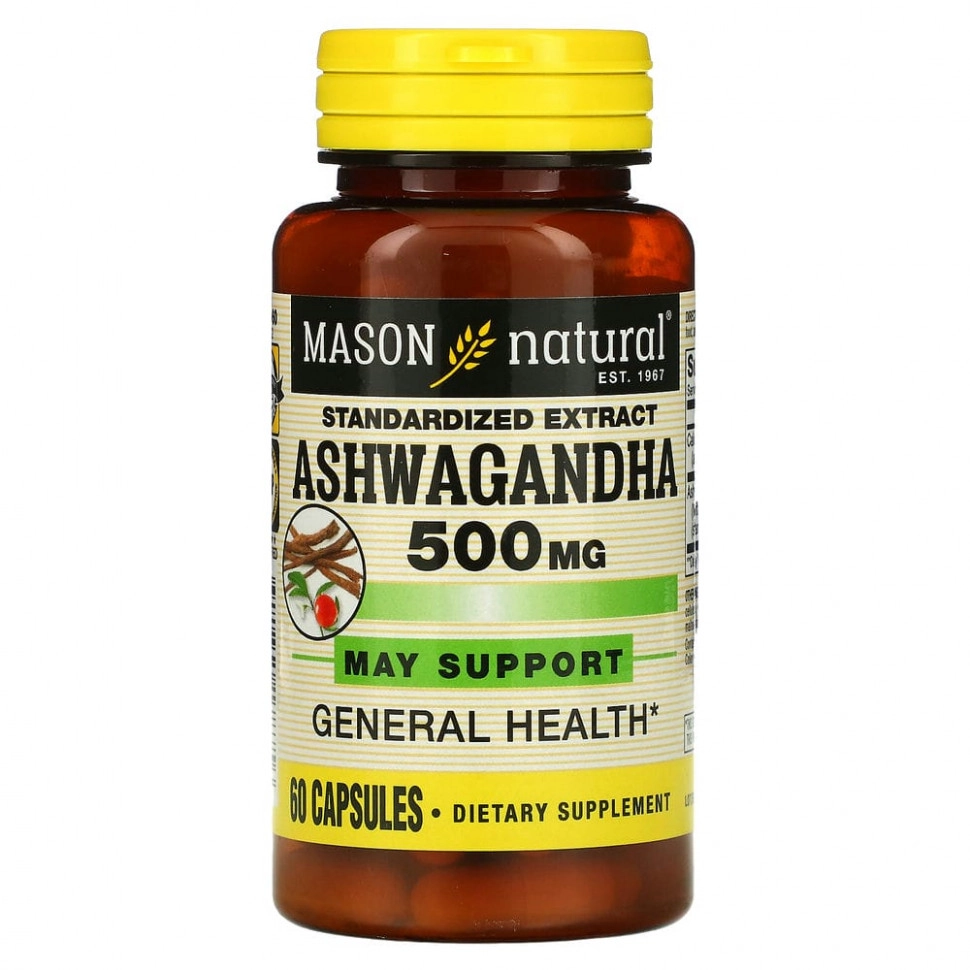 Mason Natural, Ashwagandha, 500 mg, 60 kapsula (17875) sotib olish