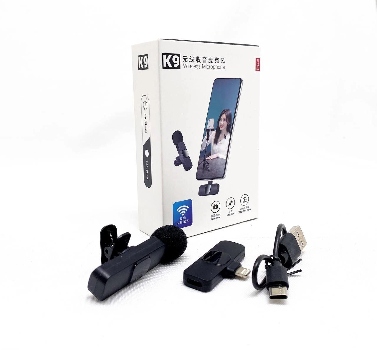 K8 Type-C simsiz menteşeli mikrofon O'zbekistonda