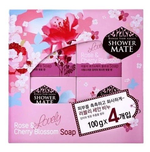 Мыло косметическое Kerasys Shower Mate Lovely Rose & Cherry Blossom Soap 4 шт по 100 гр купить