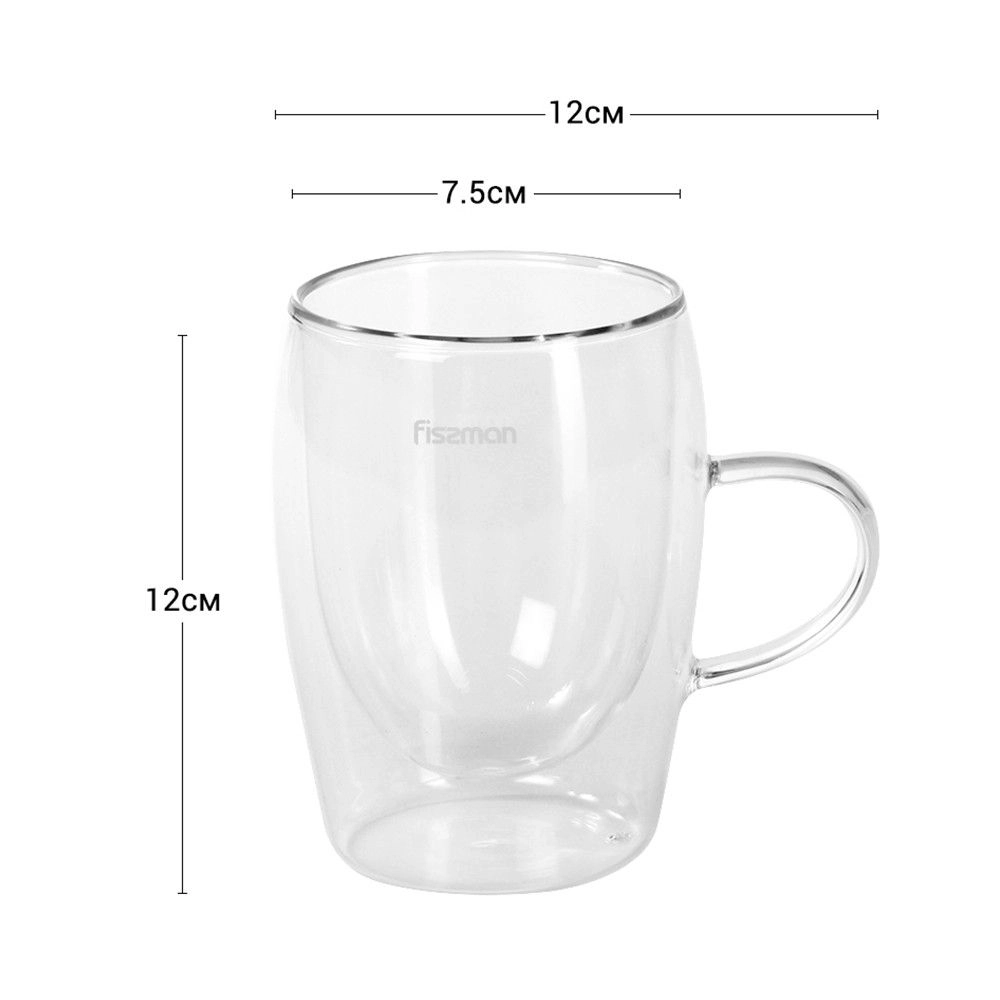 Fissman 2 чашки RAF объем: 300мл двойное стекло недорого