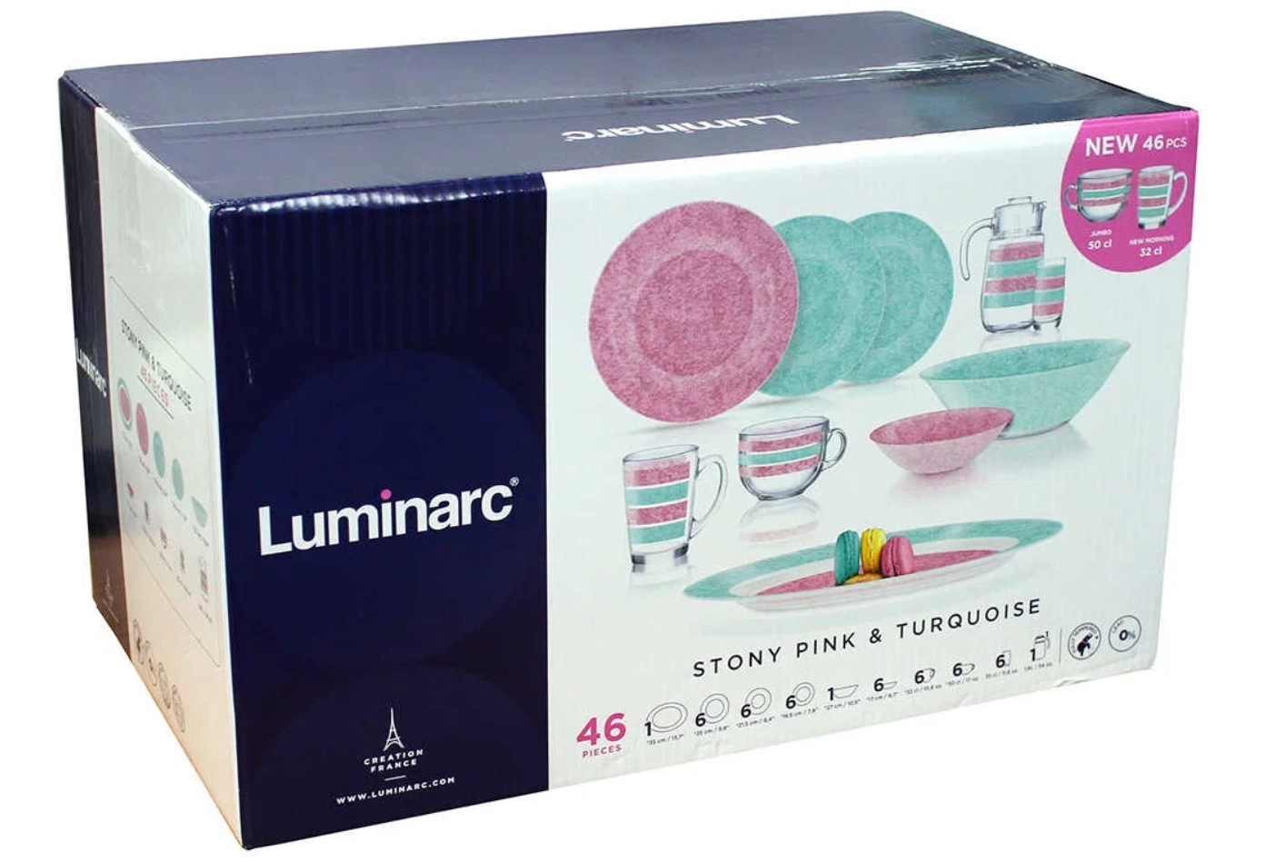 Luminarc Stony Pink & Turquois 46 ta element Stol servisi (V0491) xususiyatlar