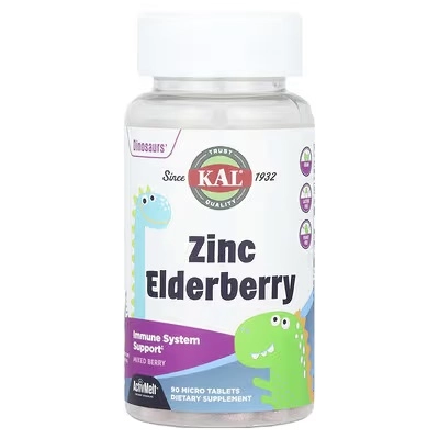 KAL, Dinosaurs, ActivMelt, eritiluvchi tabletkalar bilan tsink va qarag‘ay, mevali assorti, 90 mikrotabletka (55223) sotib olish